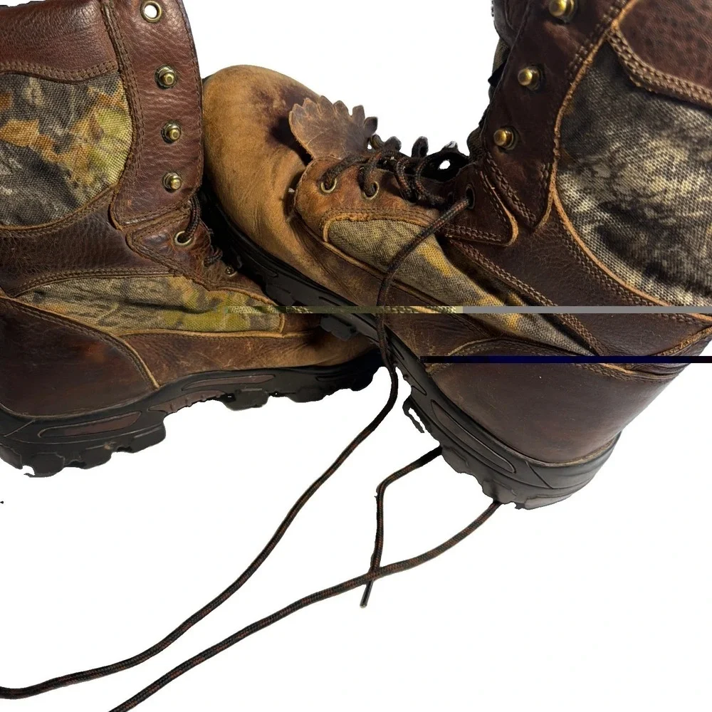 Hunting Boots Mens 11 1/2 Tracker Tecs Brown Camo Insulated Waterproof Leather